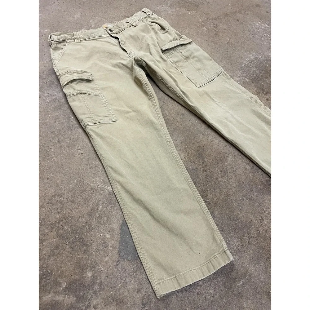 Carhartt Pants Mens 38x30 Beige Relaxed Fit‎ Canvas Cargo Work Utility 103574